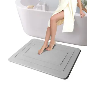 Diatomaceous Earth Bath Mat, Stone Bath Mat for Bathroom, Non-Slip Fast-Drying Mat for Kitchen Counter, Stone Shower Mat, High Water Absorbency Bathroom Floor Mat, 23.6x15.7in