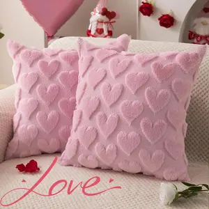 1PC Valentine's Day Plush Pillow Cover Heart Shape Red Pink White Pillowcase Valentines Day Creative Decorative Cushion Home Decor Sofa Car Cushion Cover