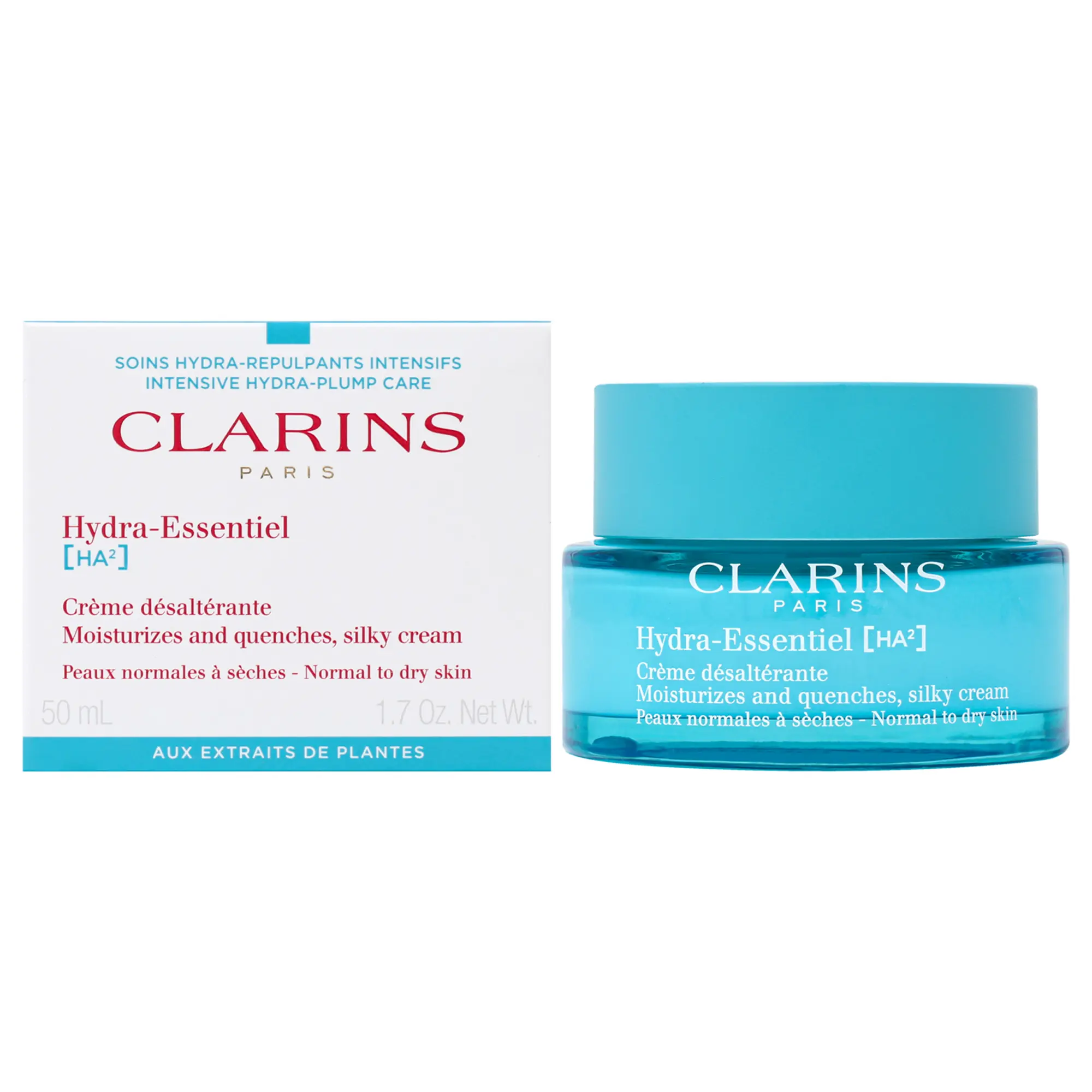 Clarins Hydra-Essentiel Silky Cream - Plant-Powered Intensive Moisturizer for Women's Normal to Dry Skin - 1.7 oz Cream