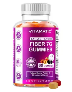 Vitamatic Prebiotic Fiber Gummies for Adults – 7g Fiber per Serving – 60 Pectin-Based Gummies Extra Strength, Zero Sugar Added – Supports Digestive Health & Regularity – Non-GMO, Vegan, Gluten-Free