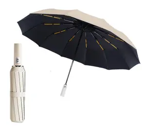 Windproof Travel Umbrella 24 Reinforced Ribs Strong Premium Auto Folding Umbrella for Rain and Sun  Durable, Light & Portable for Women & Men , Fits Backpack & Cars Auto Open & Close Oversized Windproof Umbrella with UPF 50+