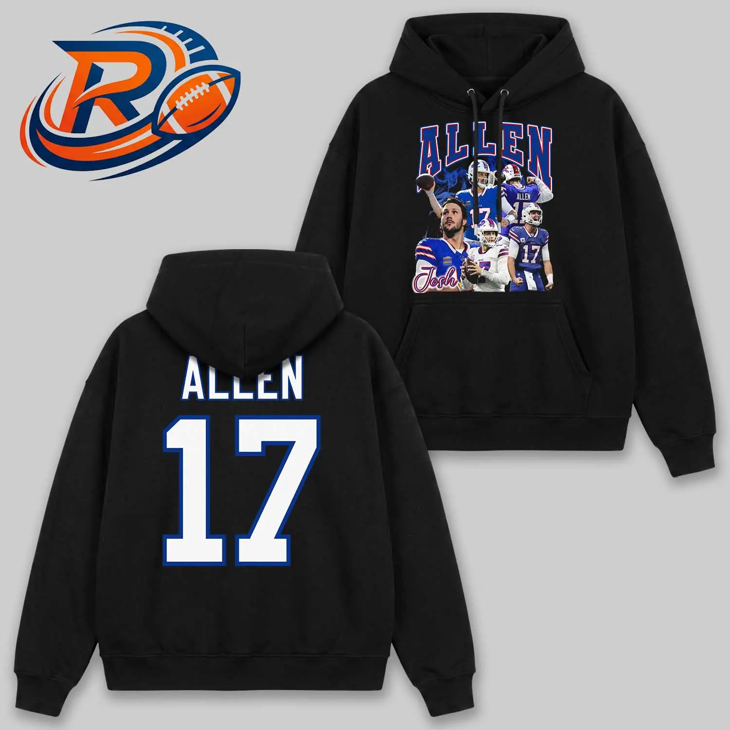 Josh Allen #17 V2 Football Hoodie T-shirt, Buffalo Quarterback Graphic Hoodie T-shirt, Vintage The U.S. Football Championship -Inspired Sports Sweatshirt, Josh Allen Fan Apparel, Football Fan Hoodie, Game Day Streetwear, Gift for Football Fans