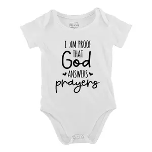 I Am Proof That God Answers Prayers Baby Short Sleeve Onesies Cotton Bodysuits Romper for Infant & Newborn Boys Girls Soft Casual Outfit with Snap Closures for Easy Diaper Change 0-24 Months