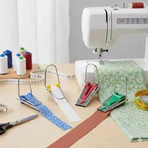 Adjustable Bias Tape Maker Tool for Quilting Sewing DIy, Sewing Supplies Crafts, Fabric Binding Presser Foot Attachment, Multi-Size Bias Strip Cutter, Quick Easy Bias Binding Maker for Home Sewing Machine