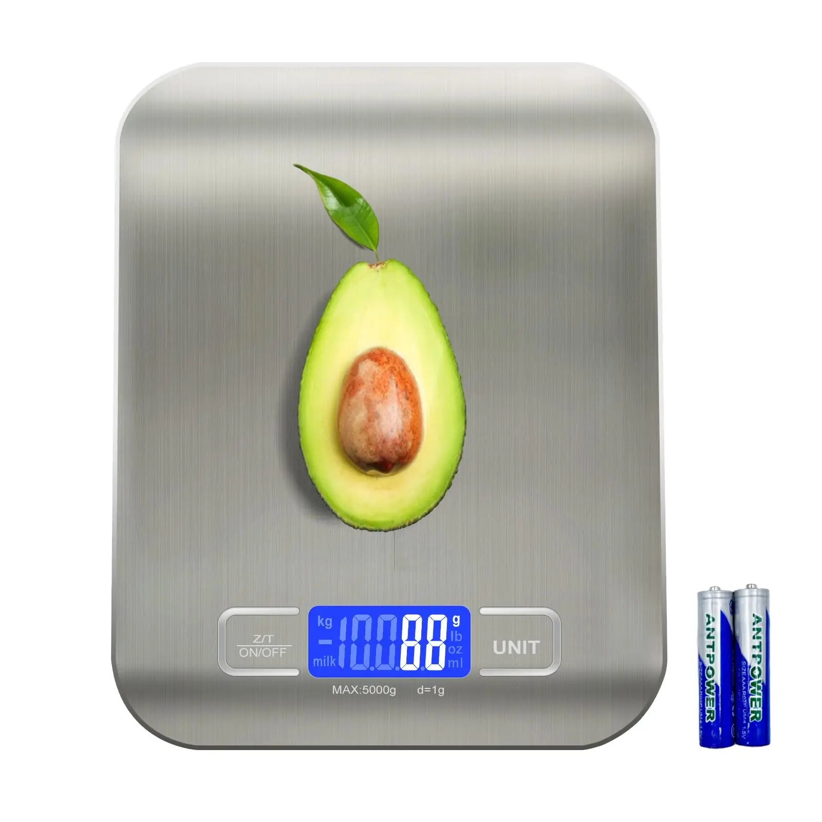 Compact Stainless Steel Digital Food Scale - 11lbs Max, Rounded Corners, 6-Unit Switch, Tare Button, 0.05oz/1g Precision, Easy-Read LCD, Auto Overload Warning, Anti-Slip Bases, Auto On/Off - Kitchen Weighing Gadget for Baking, Cooking, Automatic Overload