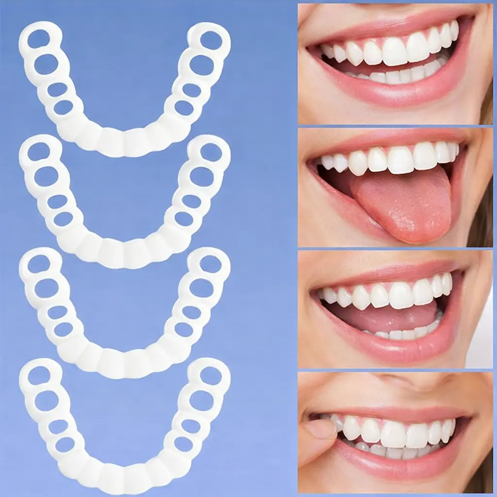 【3PC】Temporary Teeth Repair Kit Adjustable Snap OnVeneers - Natural White & Comfortable Moldable False Teeth- Reusable Smile Cover for Party & Daily
