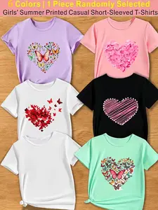 Randomly send 1pc from 6 Colors, 【Summer T-shirts-Daily and Festive Party Knitted Tops-Comfortable Round Neck T-shirts-Birthday or School Uniforms-Professional Shirts, Fun Pattern T-shirts, Outdoor Styles】