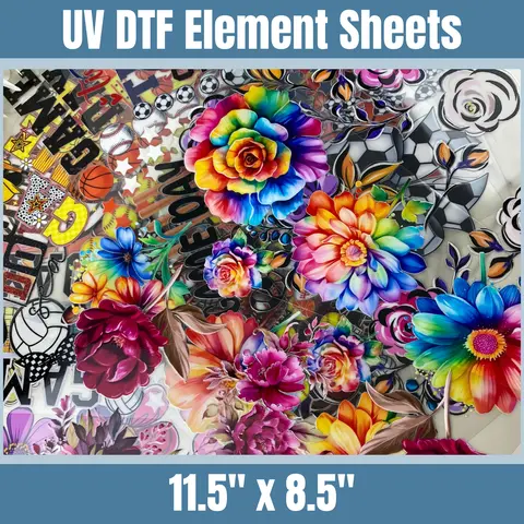 UV DTF Element Sheets, Cut Peel and Stick on any size Tumbler, UV DTF Stickers
