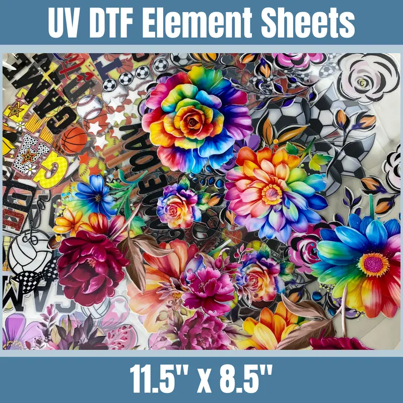 UV DTF Element Sheets, Cut Peel and Stick on any size Tumbler, UV DTF Stickers