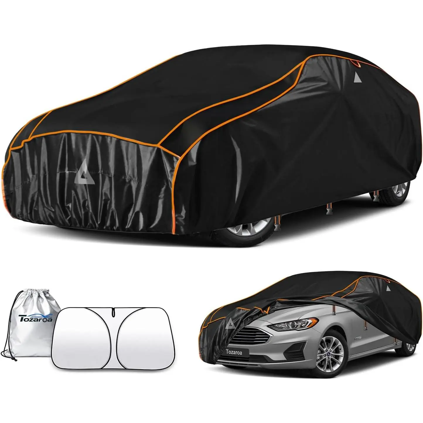 Hail Protector Car Cover for Sedan(Length:186"-203") + Gift Windshield Sunshade, Multi-Layered EVA Hail Proof Car Cover, Padded Car Hail Protector Blanket for Camry, Model 3, Accord, K5 etc.