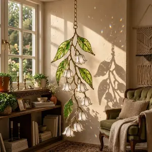 [ACRYLIC NOT GLASS] Lily of the Valley Acrylic Suncatcher – May Birth Flower Window Hanging, Mother’s Day Gift, Floral Home Decor