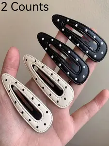 Elegant & Polka Dot Leather Hair Clips, Simple Stylish Design, Non-Slip Secure Hold, Perfect for Daily Commute School Dates