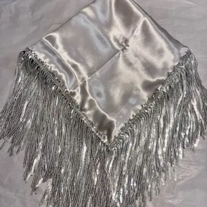 Silver Lap Scarf with Fringe detailing and Elegant Design