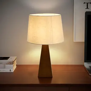 Booniture Dimmable Minimalist Lamp - Tapered Square Base, Clean Line Aesthetic 5.25ft Cord, Soft Linen Shade, Table Lamp, Stepless Dimming, Free E26 Bulb, Lights, Desk Lamp, WeeklyDeals Modern Rustic Lamps Industrial Standing Lamp