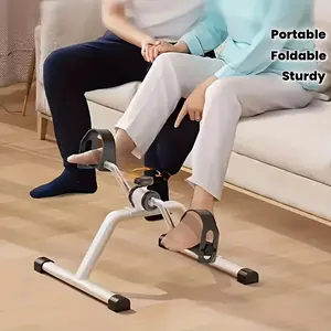 Adjustable Folding Exercise Bike - White Portable Folding Bike with ic Resistance, Sturdy Frame & Thick Pedal Platform, Space-Saving Foldable stationary bike for Home/Office, Compatible with Floor/Desk, Manual Operation (No Power