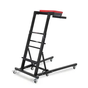 Heavy Duty Adjustable Top Side Creeper for Auto Repair – 45"-66" Height, 400 lbs Capacity, 6 Wheels, Collapsible Design, Red Padded Seat, Black Frame – Ideal Mechanic Rolling Chair for Garage and Truck Maintenance