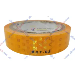All Star Truck Parts DOT-C2 Reflective Tape Yellow/Orange Safety Warning Hazard Caution Conspicuity Tape For School Bus Truck Trailer Boat Semi Motorcycle Bike Helmet Waterproof Ultra Reflective Crystal Lattice Film Layer