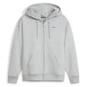 PUMA Womens Suede Logo Hoodie Athletic Outerwear Casual Full Zip - Grey
