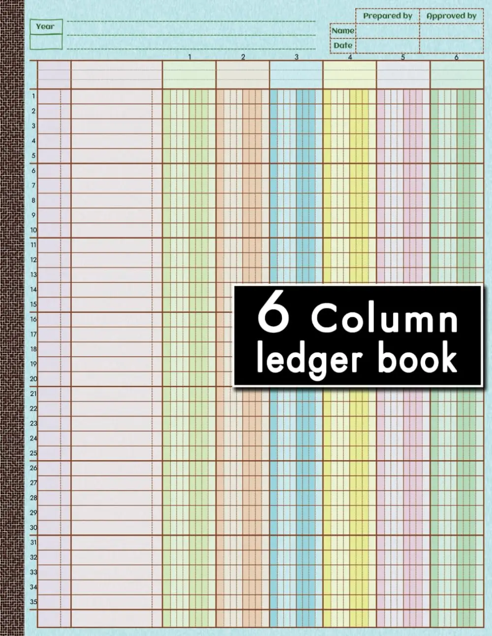 6 Column Ledger Book: Colorful 6 Column Accounting Ledger Book for SmallBusinesses | Columnar Pad Notebook for Bookkeeping | Six Columns AnalysisAccount Book | 8.5x11 Inches, 80 Pages