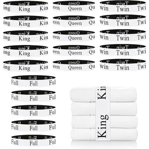 20 Pieces Bed Sheet Organizer Bands, Bed Sheet Size Label Bands for Linen Closet Organizers and Storage, Elastic Bedding Bands Labels for Organizing Bed Sheets (King Queen Twin Full)