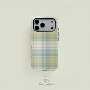 Plaid Tartan Checkered Pattern Phone Case， Heavy Duty Shockproof 2in1 Protective Cover for iPhone 17 16 15 14 13 12 11Pro Max Series Holiday Gift Minimalist Fashion Case