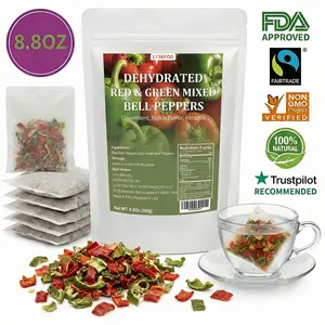 LVSEFOD Dried Bell Pepper Blend, 8.8 Oz Naturally Dehydrated Red And Green Bell Pepper Flakes, The Perfect Condiment for Ramen, Vegetable Soup, Stews, Noodles, And Outdoor Camping