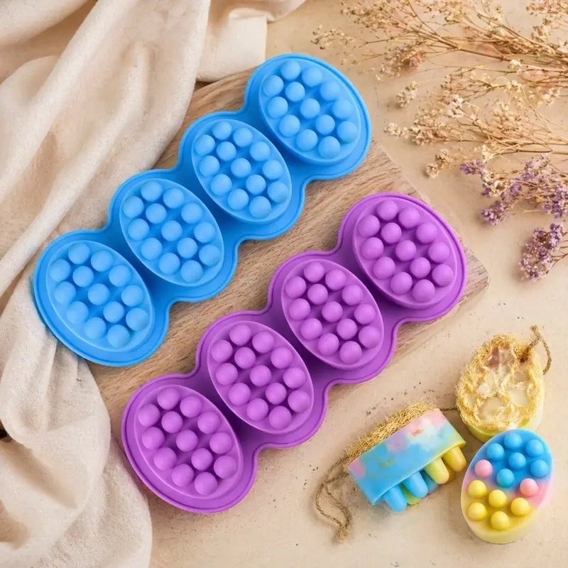 2PCS Silicone Massage Soap Mold Set – Bubble Soap Mold, Oval Bar Mold for Handmade Soap, DIY Melt and Pour Soap Making Supplies, Body Massage Bar Mold, Craft Soap Tools
