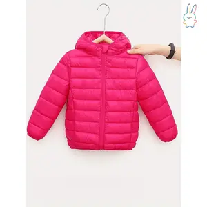 ERT-[1pc Kids' Winter Puffer Coat] 1pc Kids' Winter Jacket, Casual Solid Color Hooded Puffer Coat, Long Sleeve, Zip Front, Polyester Filling & Fabric, Regular Fit, Running Sports Outerwear