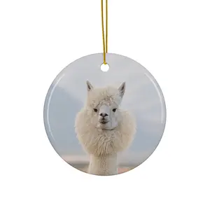 Alpaca Llama Ceramic Christmas Tree Ornament | Cheese | Farm & Ranch Decor