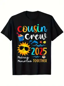Individualistic round-neck short-sleeved shirts for Boy and girl 🔥   Cousin Crew 2025 Matching Family T-Shirts - Soft Breathable Beach Graphic Tees with "Making Memories Together" Design, Unisex Youth Shirts for Family Reunions & Beach Trips (Black), Beac