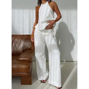 Silver Moon Linen Blend Tie Pants White