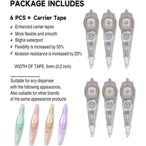 6 Counts Refills for Rectractble Series Refillable White Correction Tape, Carrier Tape Refills for School Office Home Supplies