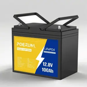 POERUNI 12V 100Ah LiFePO4 Lithium Battery Built-in BMS Cycle Deep for Solar RV Off-grid
