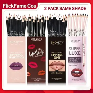 【2 Boxes 24 Pcs Total】SHCOETY Matte Lip Liner Pencil Set | Waterproof Long Lasting Smudge-Proof No Feathering Creamy Lip Pencil for Lip Contour, 12 Shades Per Box, 4 Styles Optional