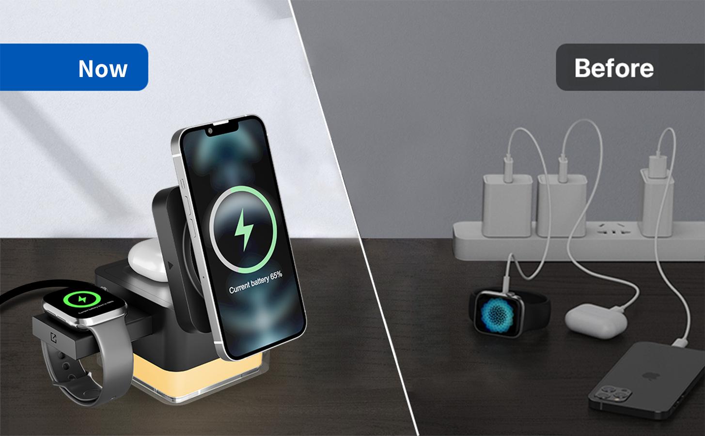 15W Fast Charging Station, Foldable Wireless Charging Stand for Galaxys S25 S24 S23/ iPhone 17 16 15 14, 13, 12, Pro/Pro Max for iWatch 3-11, SE/Ultra Airpods 4/3/2/Pro