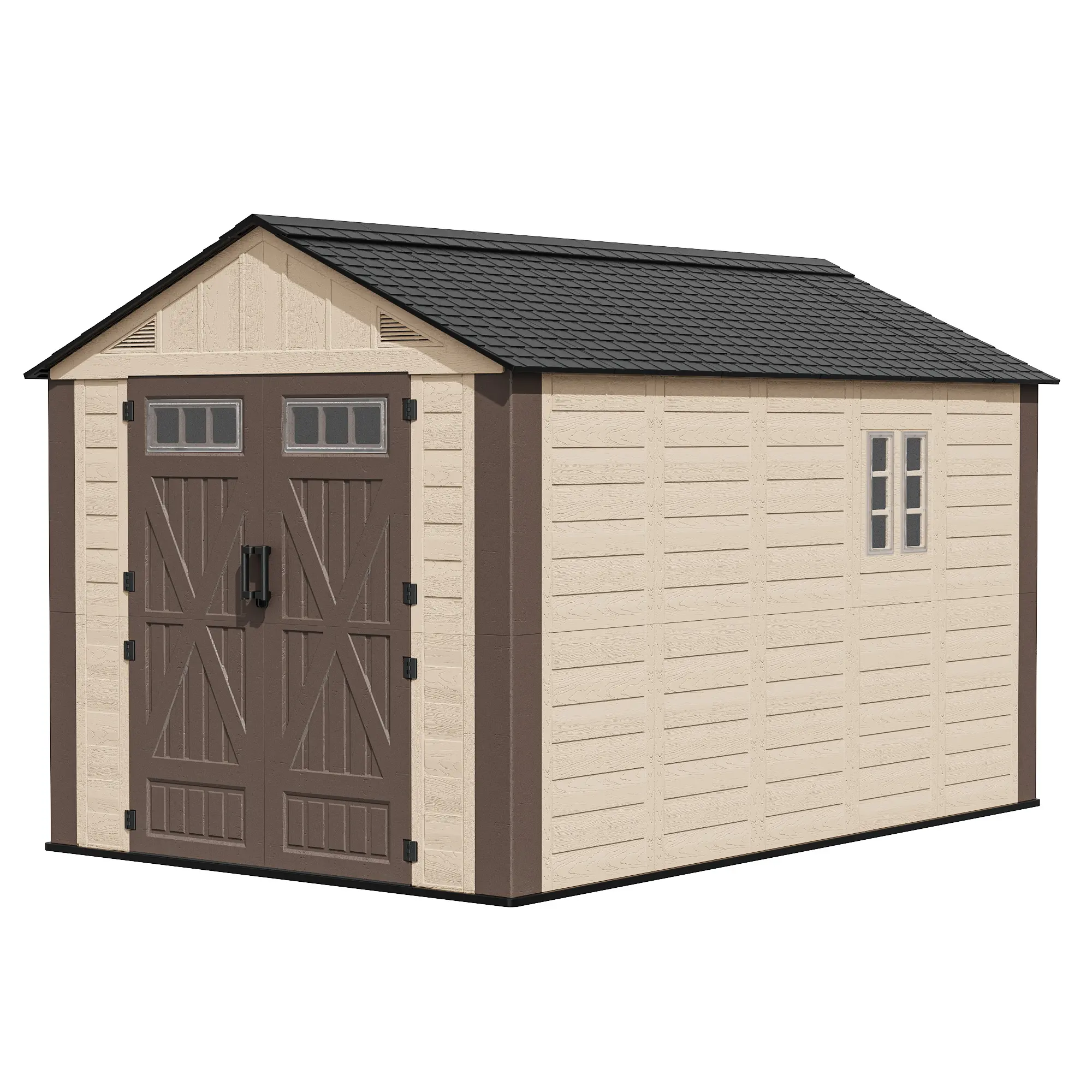 Polar Aurora 8x10/8x12 FT Outdoor Resin Storage Shed, Plastic Shed with Floor, Door, Window &Vents, Extra Thick Outdoor Resin Shed for Patio, Backyard, Beige