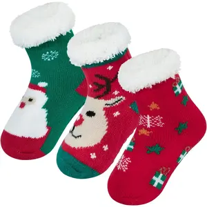 L-BN007   Toddler Girls Boys Christmas Socks with Grips Cotton kids Slipper Socks Baby Winter Non Slip Fuzzy Sock