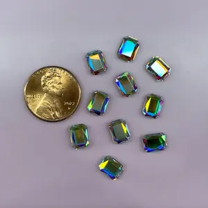 Sparadise SUPER High Quality Crystal AB Medium Rectangle Bevel Nail Art