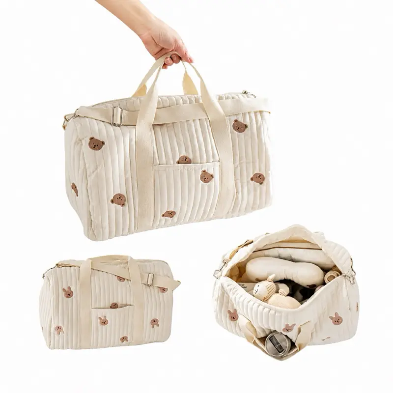 Quilted Waterproof Mommy Bag - Graphic, Roomy Maternity Diaper Bag, Portable Stroller Nappy Organizer, Travel Changing Messenger Tote Luggage
