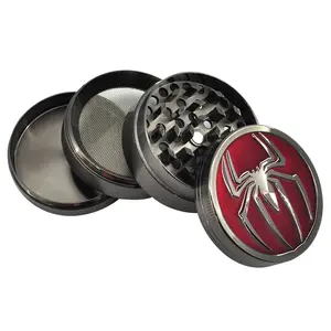 Spider 4-layer 50MM Metal Herb Grinder Manual Hand Spice Pepper Tobacco Mill Cutter Accessories Gift for Men Golden Black