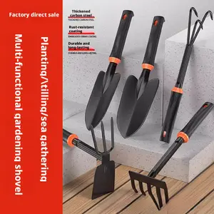 Shovel and rake set for beachcombing, four-piece set of tools for planting flowers, iron spade, agricultural tools for gardening and vegetable growing
