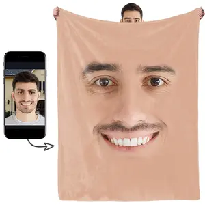 Custom Face Photo Blanket, Personalized Facial Features Blanket All Seasons