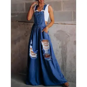 Women's Plain Pocket   Overalls, Casual Sleeveless Wide Leg Overalls for Summer, Fashion Women's Clothes for Daily Wear, Sailors Dungarees