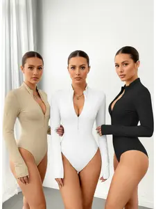 Half-zip stand-collar long-sleeve jumpsuit - Slimming, minimalist and sexy jumpsuit (set of three colors)
