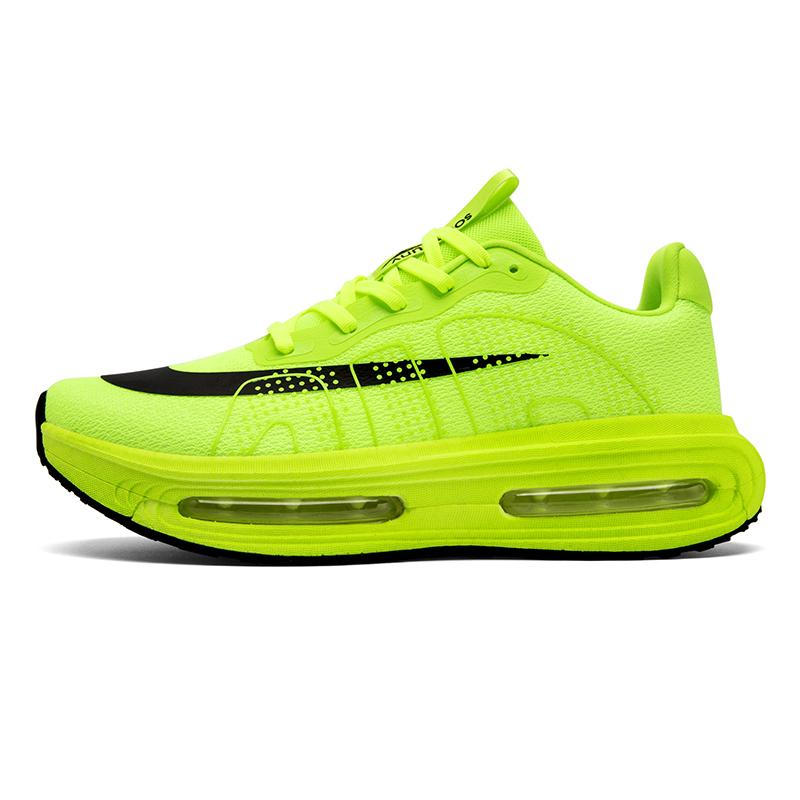 New Air Cushion Couple Running Shoes for Men Women Gore-Tex Technology Comfortable Stylish Design Neon Yellow & Black Shoes with Air Cushion Technology for Daily Wear or Light Activities air cushion sole