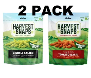 Harvest Snaps Snack Crisps Lightly Salted and Tomato Basil Baked Red Lentil Snacks - 8.5oz Pack of 2 business Protein Dry