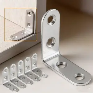50pcs Corner Brackets Set with Screws, Stainless Steel L-Type Support, 90 Degree Right Angle, for Wooden Shelves, Chairs, Tables, Furniture Assembly