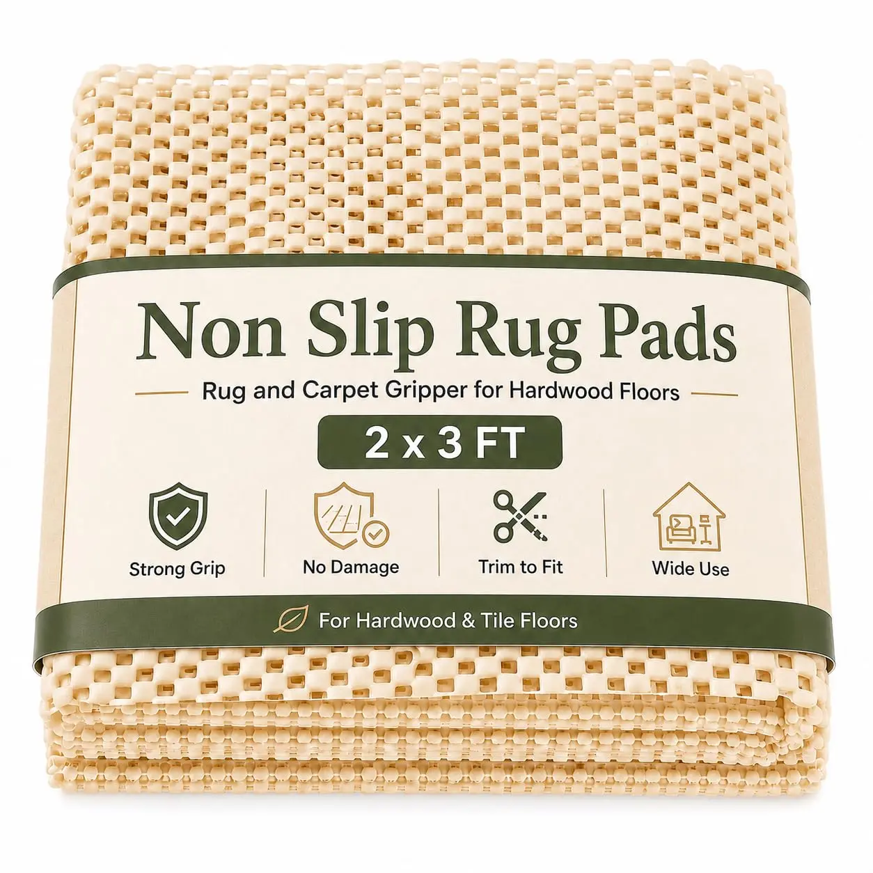 Non Slip Rug Pad 2x3 Ft, Rug and Carpet Gripper for Hardwood Floors
