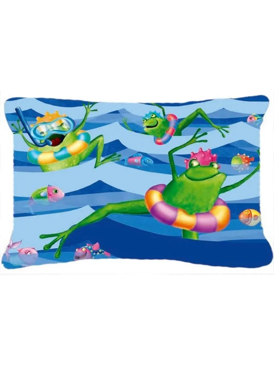 Frogs Swimming Fabric Decorative Pillow