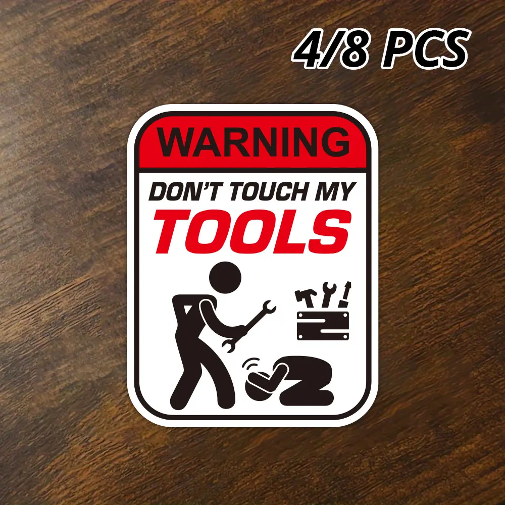 4/8 Pcs English Warning Stickers, Prevent Unauthorized Access, 9x7 Cm, for Toolboxes, 3D Printers, Professional Equipment, Precision Instruments